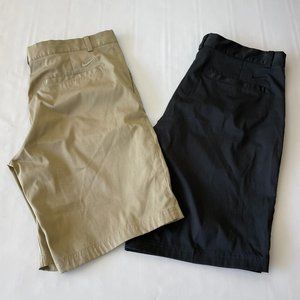 Nike Golf Tour Performance Mens Shorts Dri Fit Size 34 **2 Pair Black and Tan